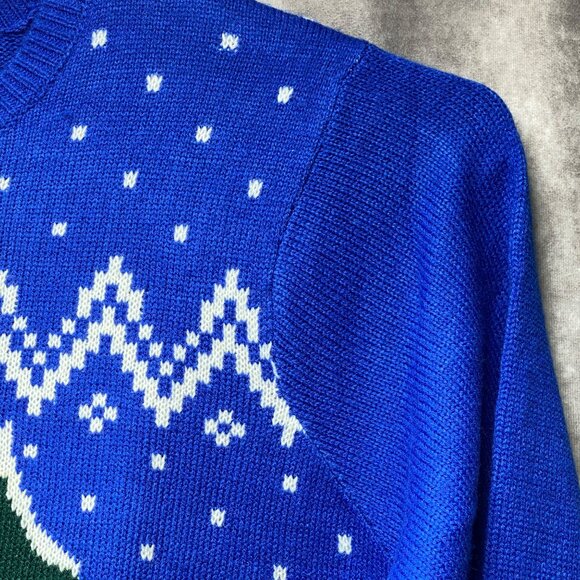 Jolly Sweaters XXL Funny Ugly Christmas Sweater Blue Snowman Beer Knit - Picture 6 of 11